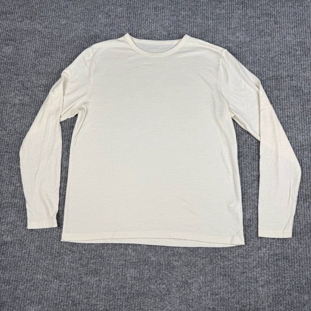 Unbound Merino Base Layer Mens M Ivory Merino Wool Blend Long Sleeve T-Shirt